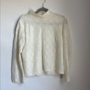 Worthington Cream Relaxed Blouse with High Neckline